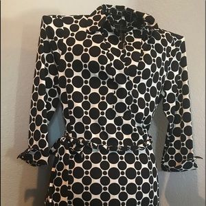 Long sleeve black and white polkadot dress